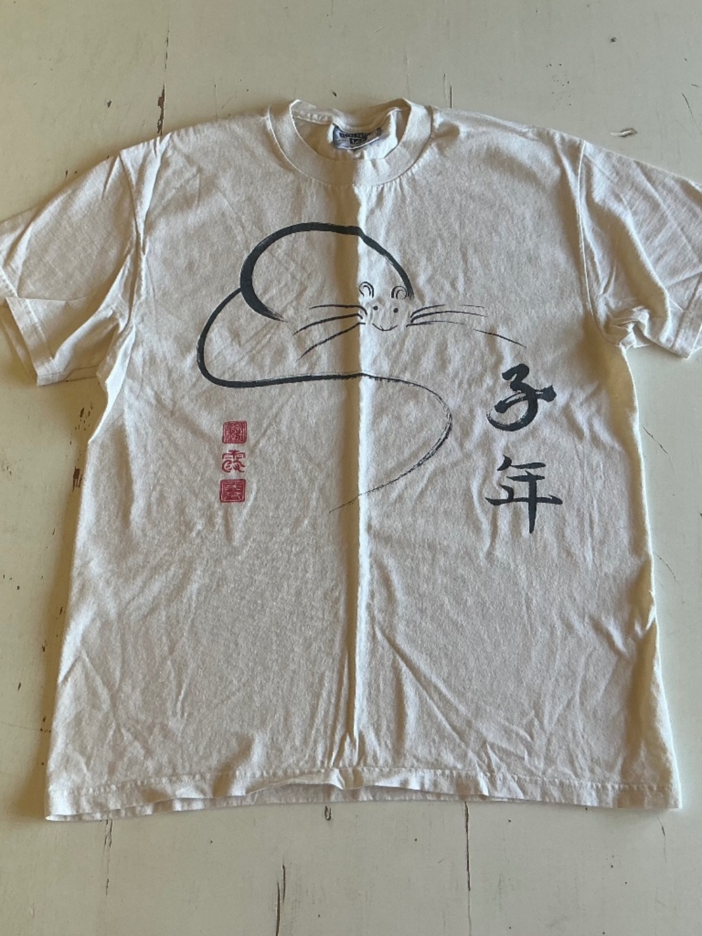 VIntage Lee Jeans Brand Year of the Rat off white tee shirt Medium
